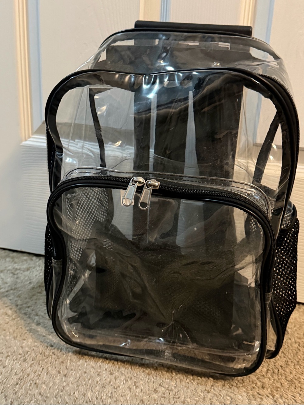 Clear Black PVC Backpack – Transparent Men’s Bag